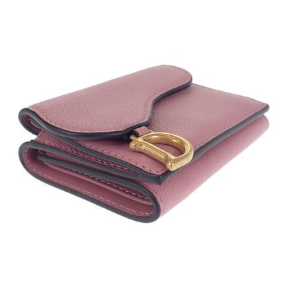 Christian DIOR Saddle Compact Wallet S5653cceh Trifold Wallet Goatskin Lavender