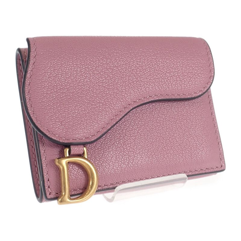 Christian DIOR Saddle Compact Wallet S5653cceh Trifold Wallet Goatskin Lavender