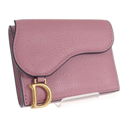 Christian DIOR Saddle Compact Wallet S5653cceh Trifold Wallet Goatskin Lavender