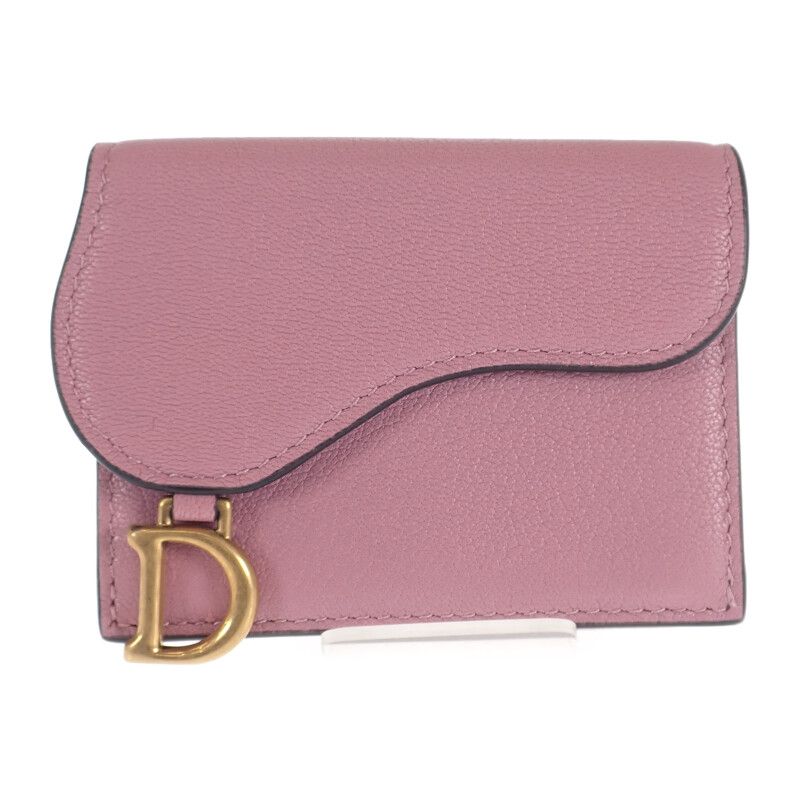 Christian DIOR Saddle Compact Wallet S5653cceh Trifold Wallet Goatskin Lavender