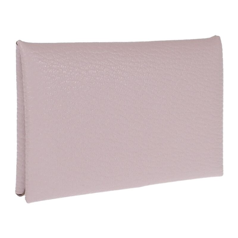 Hermes Calvi Coin Case Chevre Misol Mauve Pale Silver Hardware Purple Men's