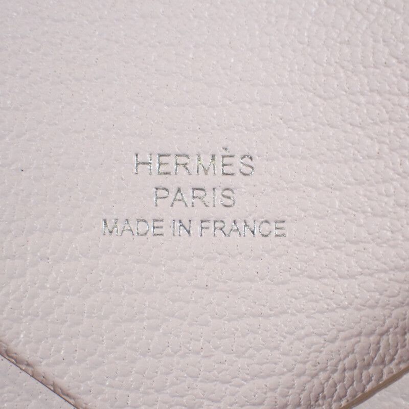 Hermes Calvi Coin Case Chevre Misol Mauve Pale Silver Hardware Purple Men's