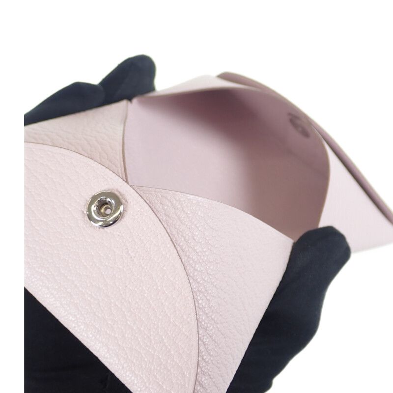 Hermes Calvi Coin Case Chevre Misol Mauve Pale Silver Hardware Purple Men's