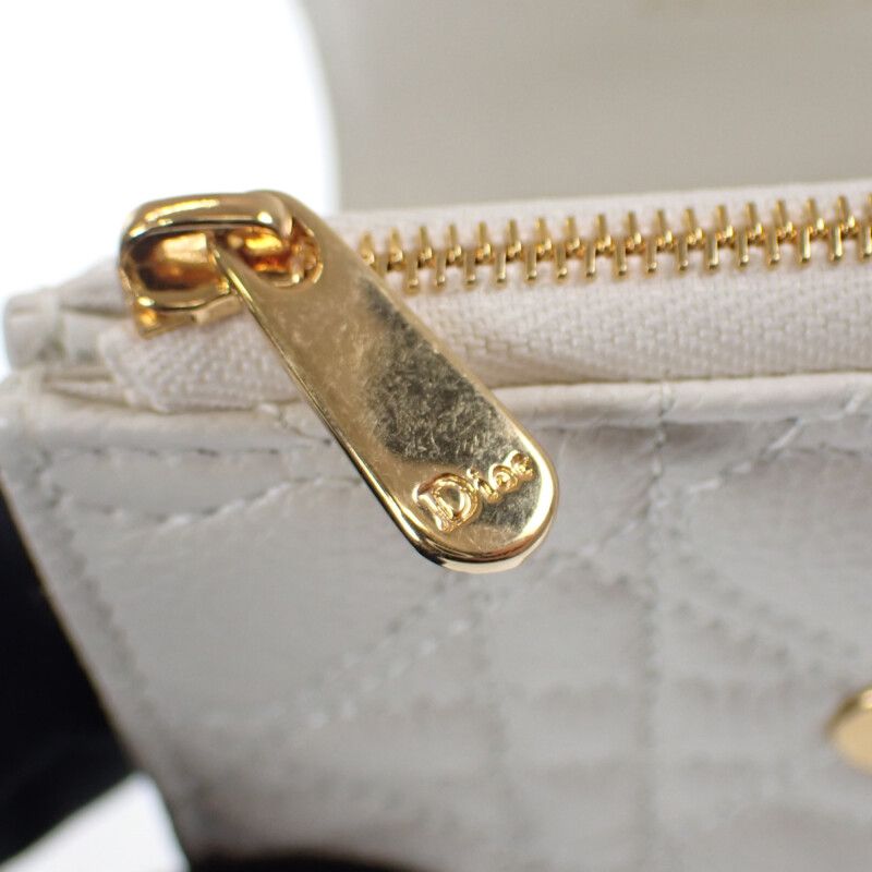 Christian DIOR Caro Hibiscus Wallet S5175unid_m030 Trifold Wallet Calf White