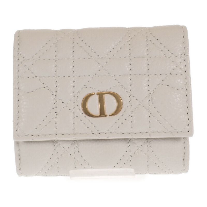 Christian DIOR Caro Hibiscus Wallet S5175unid_m030 Trifold Wallet Calf White