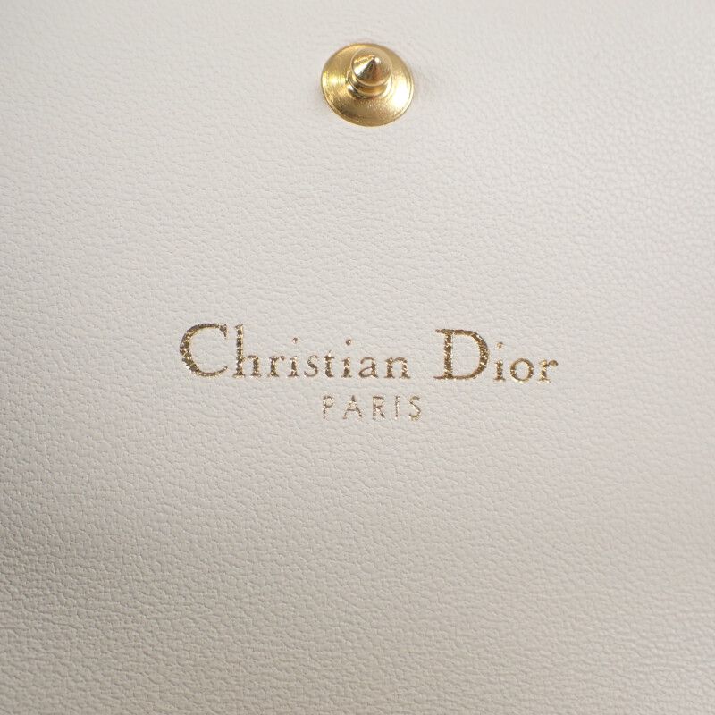 Christian DIOR Caro Hibiscus Wallet S5175unid_m030 Trifold Wallet Calf White