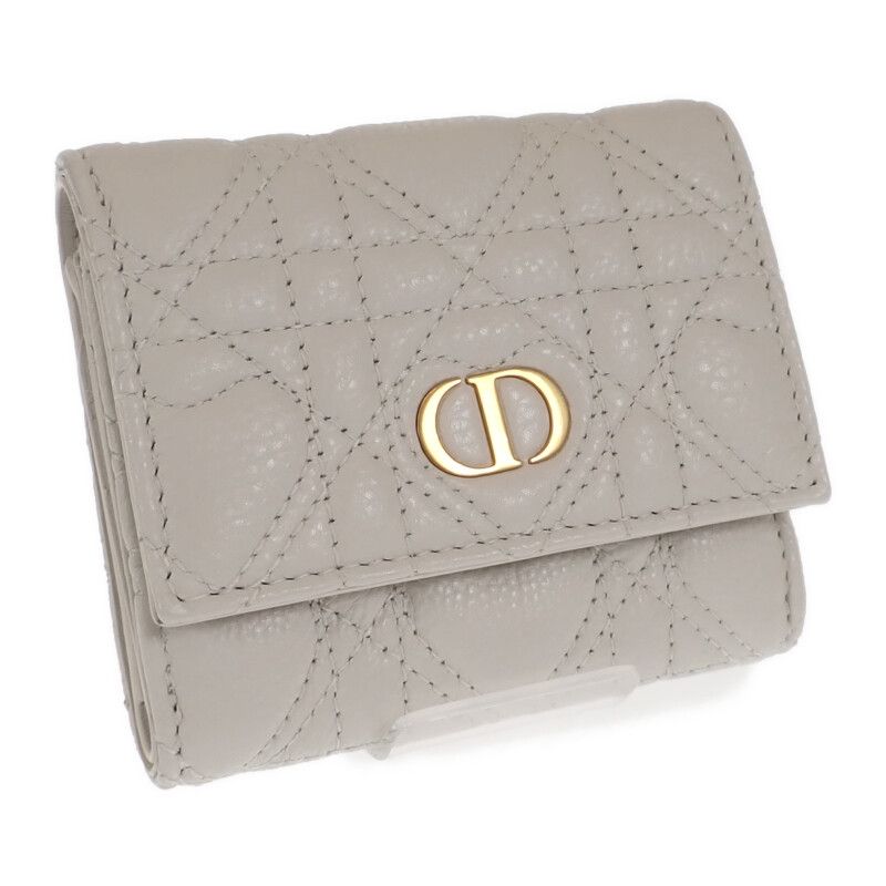 Christian DIOR Caro Hibiscus Wallet S5175unid_m030 Trifold Wallet Calf White
