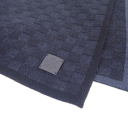 Louis Vuitton Neo Petit Damier M77987 Scarf Wool Leather Navy Men's Women's [AB