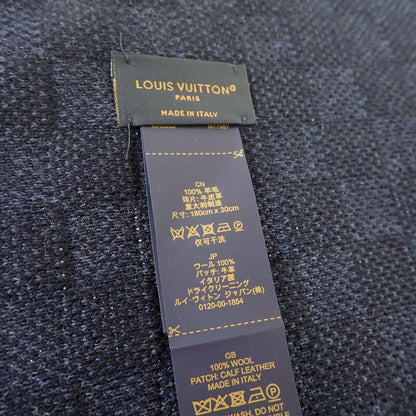 Louis Vuitton Neo Petit Damier M77987 Scarf Wool Leather Navy Men's Women's [AB