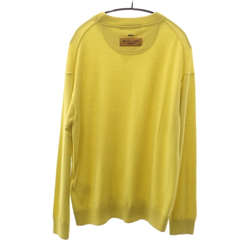 Louis Vuitton Inside Out Knit Size L Sweater Cashmere Silk Nylon Yellow Mens
