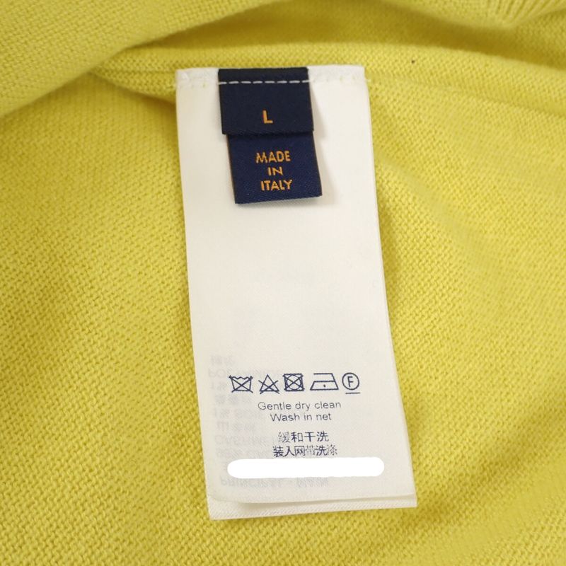 Louis Vuitton Inside Out Knit Size L Sweater Cashmere Silk Nylon Yellow Mens