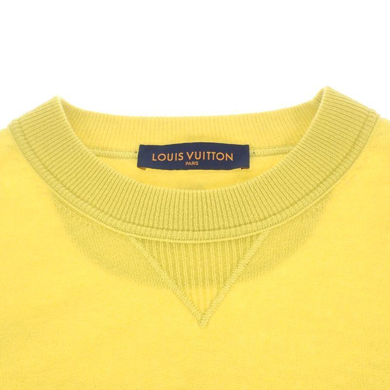 Louis Vuitton Inside Out Knit Size L Sweater Cashmere Silk Nylon Yellow Mens