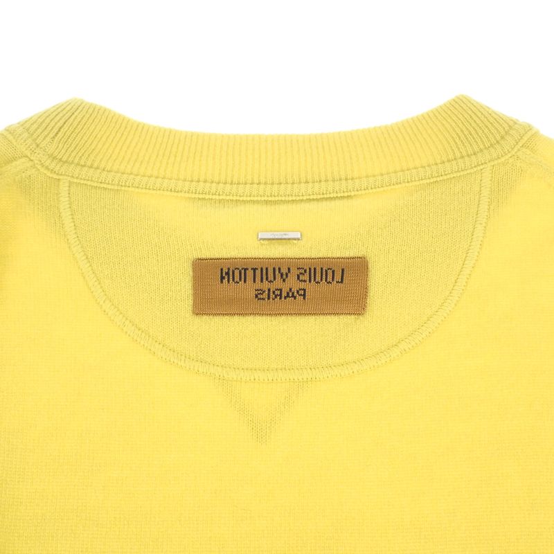 Louis Vuitton Inside Out Knit Size L Sweater Cashmere Silk Nylon Yellow Mens