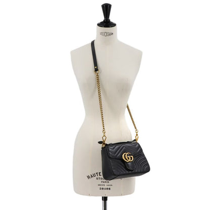 Gucci GG Marmont Mini Top Handle Bag 2way Hand Shoulder Leather Black 547260