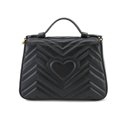 Gucci GG Marmont Mini Top Handle Bag 2way Hand Shoulder Leather Black 547260