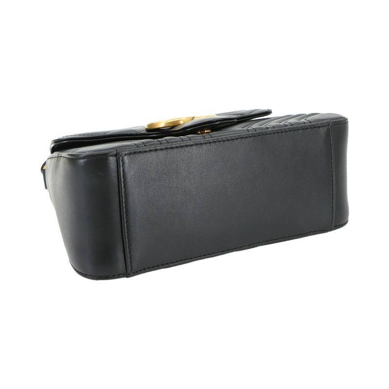 Gucci GG Marmont Mini Top Handle Bag 2way Hand Shoulder Leather Black 547260