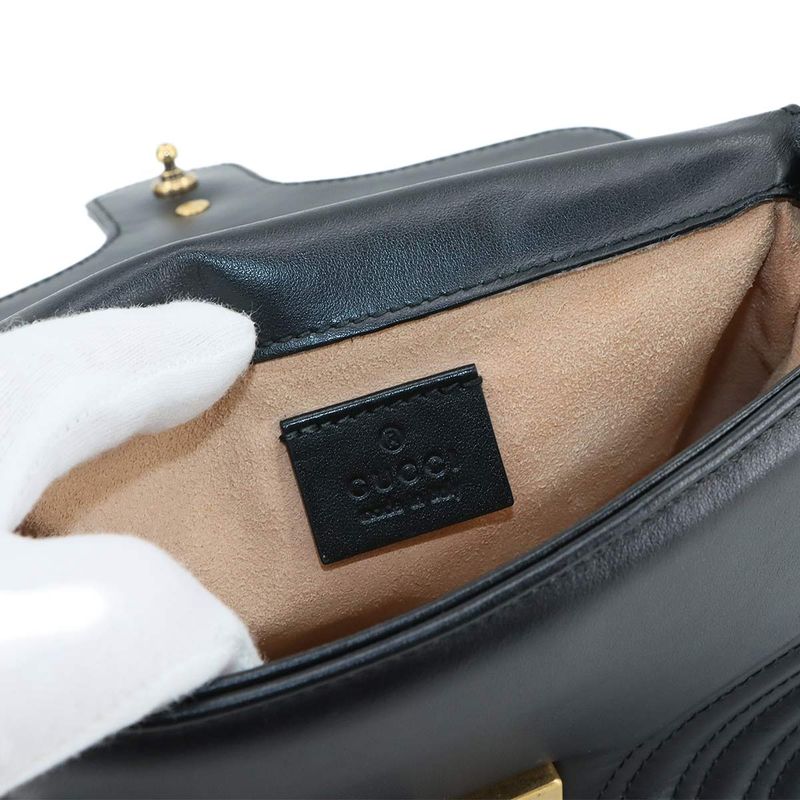 Gucci GG Marmont Mini Top Handle Bag 2way Hand Shoulder Leather Black 547260