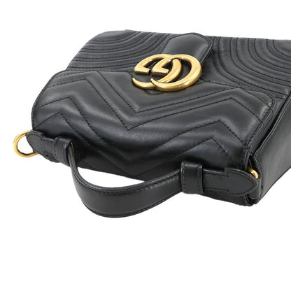 Gucci GG Marmont Mini Top Handle Bag 2way Hand Shoulder Leather Black 547260