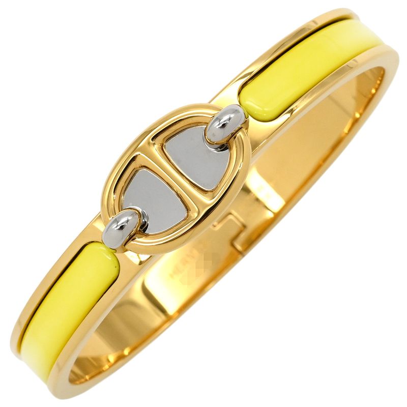 Hermes Bangle Mini Click PM Chaine D'ancre GP Metal Enamel Yellow X Gold