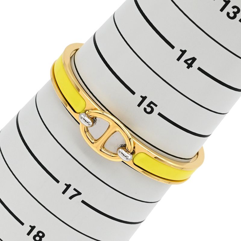 Hermes Bangle Mini Click PM Chaine D'ancre GP Metal Enamel Yellow X Gold