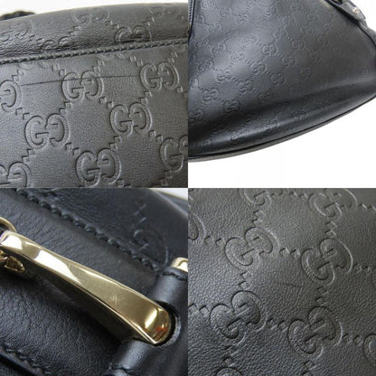 Gucci Tote Bag Guccissima 162900 Horsebit Striped Leather Black Shoulder Usual