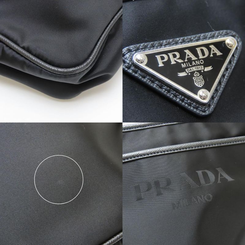 Prada Shoulder Bag 2vh797 Nylon Saffiano Leather NERO Black Crossbody Triangle
