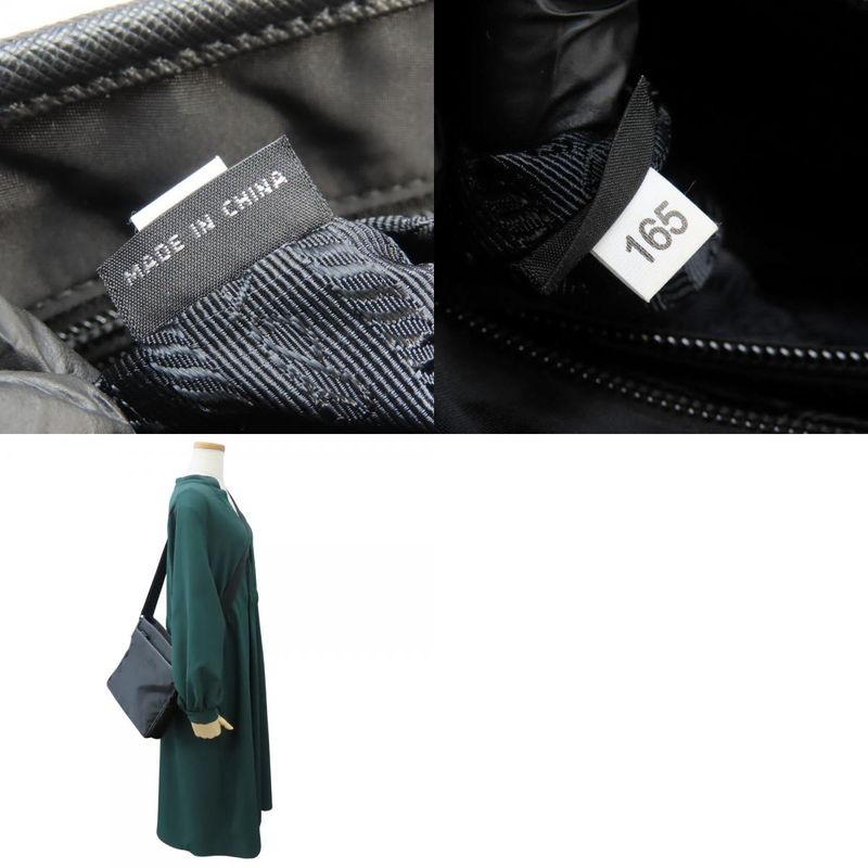Prada Shoulder Bag 2vh797 Nylon Saffiano Leather NERO Black Crossbody Triangle