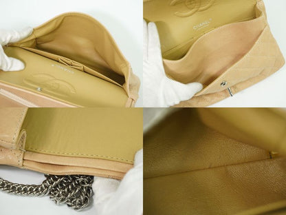 Authentic Chanel Coco Mark Matelasse Double Flap Chain Shoulder Bag Leather