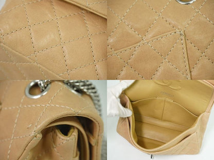 Authentic Chanel Coco Mark Matelasse Double Flap Chain Shoulder Bag Leather