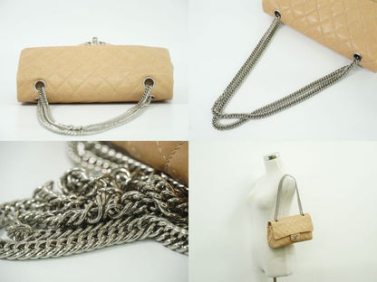 Authentic Chanel Coco Mark Matelasse Double Flap Chain Shoulder Bag Leather