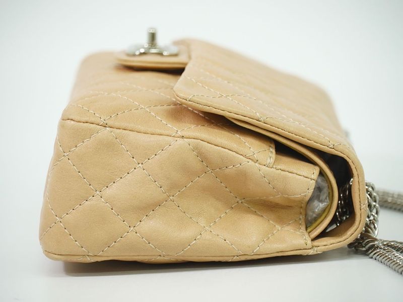 Authentic Chanel Coco Mark Matelasse Double Flap Chain Shoulder Bag Leather