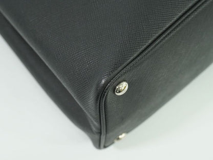 Authentic Prada Leather 2WAY Shoulder Bag Handbag Pochette Black Bag Pre-owned