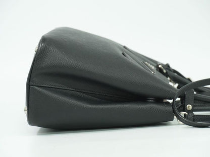Authentic Prada Leather 2WAY Shoulder Bag Handbag Pochette Black Bag Pre-owned