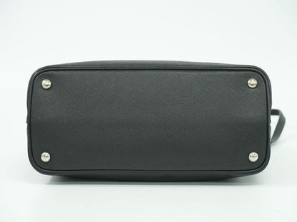 Authentic Prada Leather 2WAY Shoulder Bag Handbag Pochette Black Bag Pre-owned