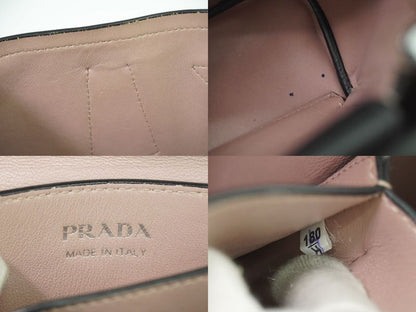 Authentic Prada Leather 2WAY Shoulder Bag Handbag Pochette Black Bag Pre-owned