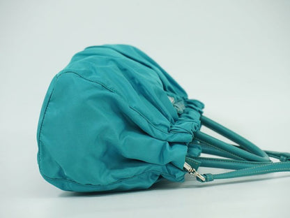 Authentic Prada Tessuto Ribbon 2WAY Shoulder Bag Handbag Nylon Turquoise Blue