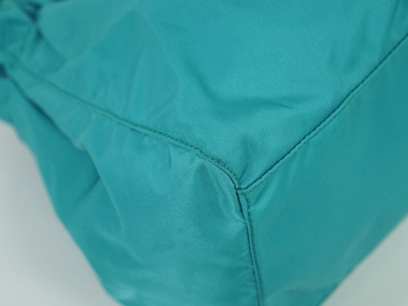 Authentic Prada Tessuto Ribbon 2WAY Shoulder Bag Handbag Nylon Turquoise Blue