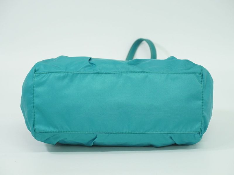 Authentic Prada Tessuto Ribbon 2WAY Shoulder Bag Handbag Nylon Turquoise Blue