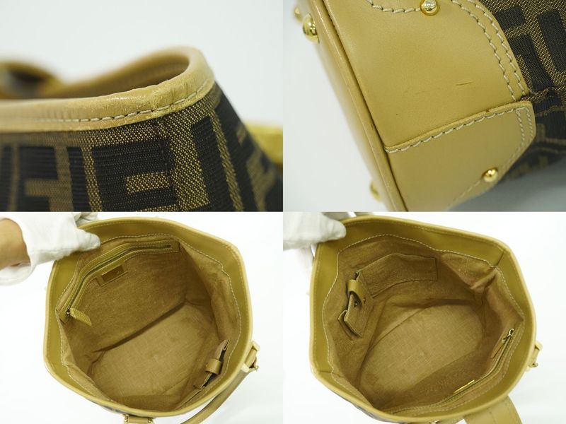 Authentic Fendi Zucca Bucket Tote Handbag Canvas Brown 8bh091 Zucca Bag