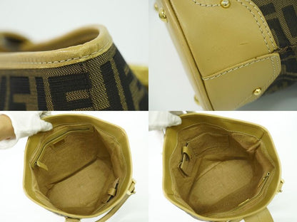 Authentic Fendi Zucca Bucket Tote Handbag Canvas Brown 8bh091 Zucca Bag