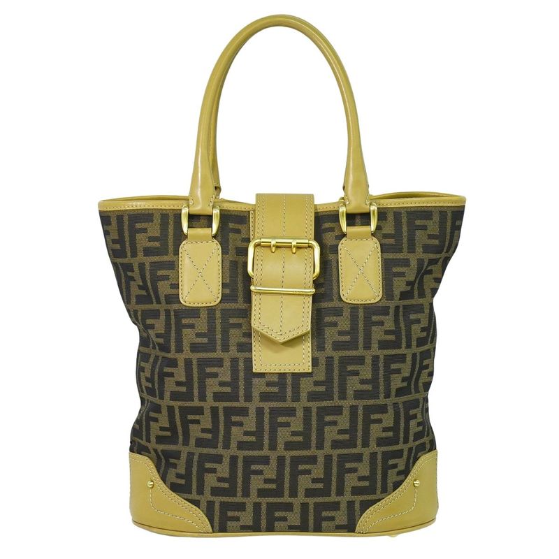 Authentic Fendi Zucca Bucket Tote Handbag Canvas Brown 8bh091 Zucca Bag