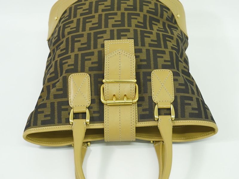 Authentic Fendi Zucca Bucket Tote Handbag Canvas Brown 8bh091 Zucca Bag