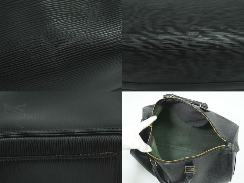 Authentic Louis Vuitton LV Speedy 35 Epi Leather Handbag Mini Boston Bag Noir