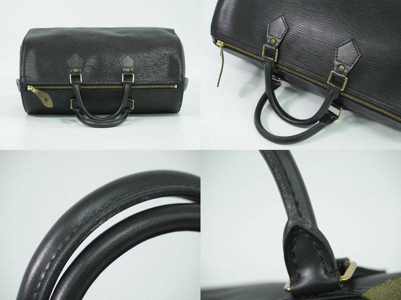 Authentic Louis Vuitton LV Speedy 35 Epi Leather Handbag Mini Boston Bag Noir