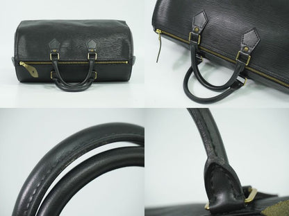 Authentic Louis Vuitton LV Speedy 35 Epi Leather Handbag Mini Boston Bag Noir