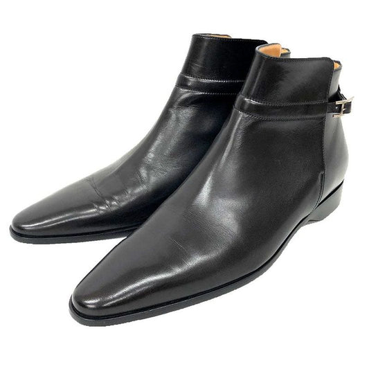 Hermes Leather Short Boots 37 1 2 Size Black Hhardware Women Shoes New Used