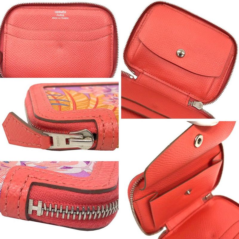 Hermes Coin Case Coin Purse Foldable Wallet Soicourt Flamingo Party Rose