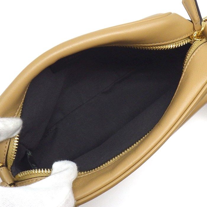 Fendi Shoulder Bag Small Cam 8bs042 FF Logo Camel Leather Gold Hardware 8bs042