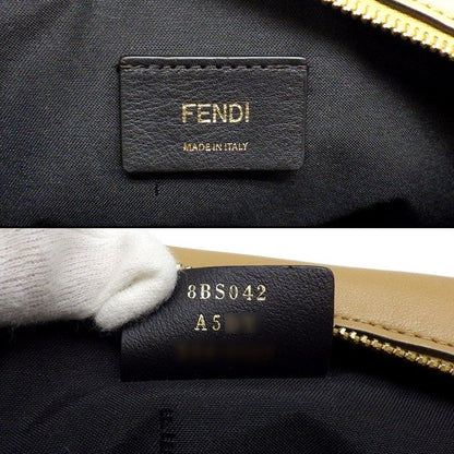 Fendi Shoulder Bag Small Cam 8bs042 FF Logo Camel Leather Gold Hardware 8bs042