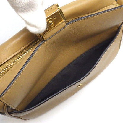 Fendi Shoulder Bag Small Cam 8bs042 FF Logo Camel Leather Gold Hardware 8bs042